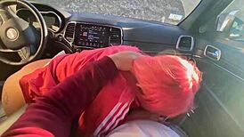 Asian Beauty Delivers Car Blowjob Facial