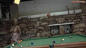 what if hot busty blonde rides big cock on pool table? 