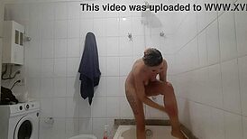 Hey, imagine catching your busty latina wife showering naked in bathroom?