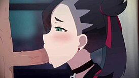 marnie from pokemon gulps massive cock cum down her throat