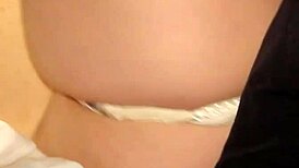 WIFE IN SATIN PANTIES GETS CREAMPIE. Hot load deep inside