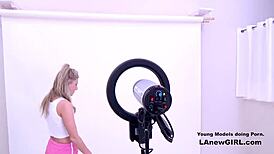 blonde babe squirts wildly during hardcore photoshoot fuck