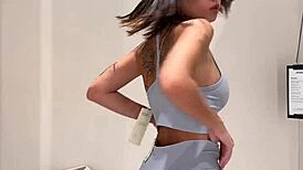 wanna watch me finger my curvy pussy in public changing room for first time?