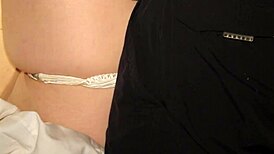 WIFE IN SATIN PANTIES GETS CREAMPIE. Hot load deep inside