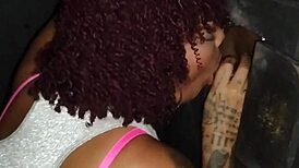brazilian bbw slut prostitute gets filmed by cuck in gloryhole cabin