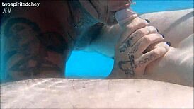 Our steamy holiday threesome by the pool has us kissing, licking wet pussies nonstop.