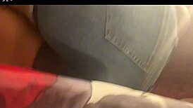 Young black chubby teen pees stream then farts hugely in bathroom closeup