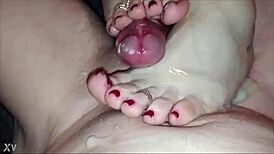 newlywed indian wife footjob handjob cumshot orgasm
