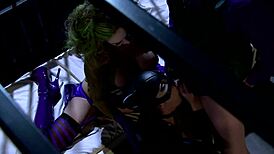 katwoman jennifer dark sneaks into prison cage for bisexual 3way cock sucking and riding