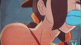 Cartoon character undergoes intense training session with unexpected twists