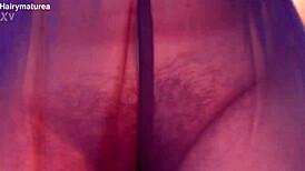 😏 ever seen a hairy mature flash her fat pussy outdoors? see through tease!