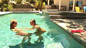 Celeste and Brett, wanna lick these wet pussies poolside while kissing barefoot?