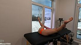 Whoa, slow yoga flow gets deep with misssvikki's sheer flexible feet fetish!