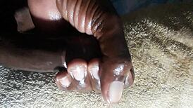 kenya's huge black cock handjob erupts closeup