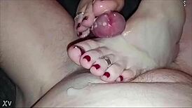 newlywed indian wife footjob handjob cumshot orgasm