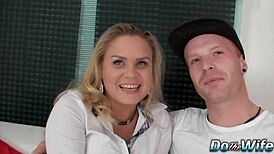 watch barra brass take hubby's anal creampie right beside him