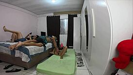 Sharing our tight latina wife with her brazilian friend turns into rough doggystyle creampie threesome
