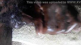 kenya's huge black cock handjob erupts closeup