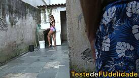 lonely guy devours sexy brazilian redhead neighbor's juicy ass