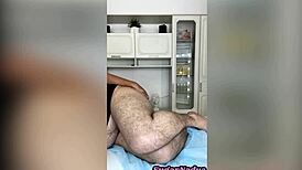 HORNY BLONDE MILF DEPILATES CLIENT'S BIKINI COCK TILL HE CUMS CLOSE-UP