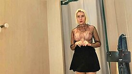 horny young blonde flashes puffy big tits in fitting room begging you fuck her now?