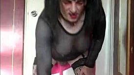 Shy Crossdressing Sissy Begs to Swallow Cum in Stockings