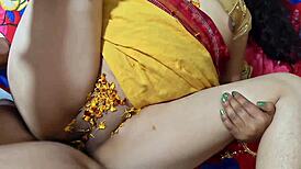 Desi Newlywed Wife Fucks Hubby Doggystyle Outdoor Bedroom with Dirty Hindi Talk and Closeup Licking