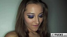 lily and dani daniels play hot in black lingerie touching each other softly