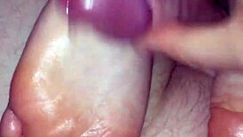 gf's soft feet get footjob cumshot from amateur fetish jerk