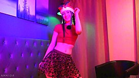 oh wow she dances sexy to last christmas song in miniskirt...
