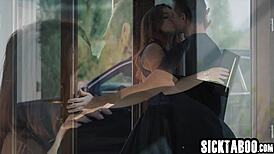 renata fox the hot redhead babe gives lunchtime footjob worship to toby's monster cock