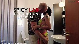 Young babe's tight ass and shaved pussy wrecked in bathroom anal marathon