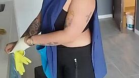 colombian slut sucks sexy black canadian boss cock at work