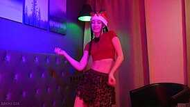 oh wow she dances sexy to last christmas song in miniskirt...