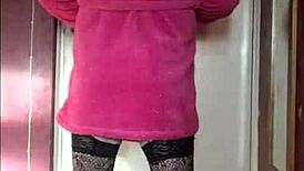 Shy Crossdressing Sissy Begs to Swallow Cum in Stockings