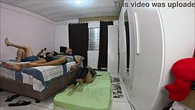 Sharing our tight latina wife with her brazilian friend turns into rough doggystyle creampie threesome