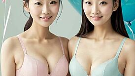 Sweet Asians Barefoot In Lingerie Panties Tease!