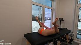 Whoa, slow yoga flow gets deep with misssvikki's sheer flexible feet fetish!