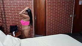 Behind the scenes Mel Morena takes huge anal pounding and dp in motel for Jr Doidera's camera screaming loud