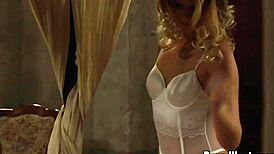 two lesbian girls pleasuring their mistress in silk panties