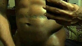 Big black cock delivers massive cumshot in close action