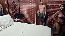 Behind the scenes Mel Morena takes huge anal pounding and dp in motel for Jr Doidera's camera screaming loud