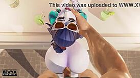 Widowmaker's French holiday teases her big ass and monster cock cravings