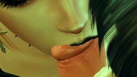 hey, watch these two goths suck off in double blowjob action