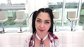 Two big cocks hard destroy ass milena briz with rimjob