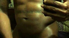 Big black cock delivers massive cumshot in close action