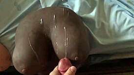 Fucking white pussy with cumshot on black tits