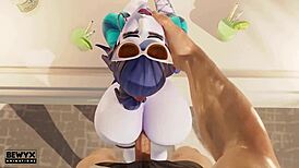 Widowmaker's French holiday teases her big ass and monster cock cravings