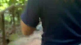 peruvian redhead takes cum from stranger in jungle