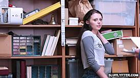 megan sage handles strong erect cock in shop